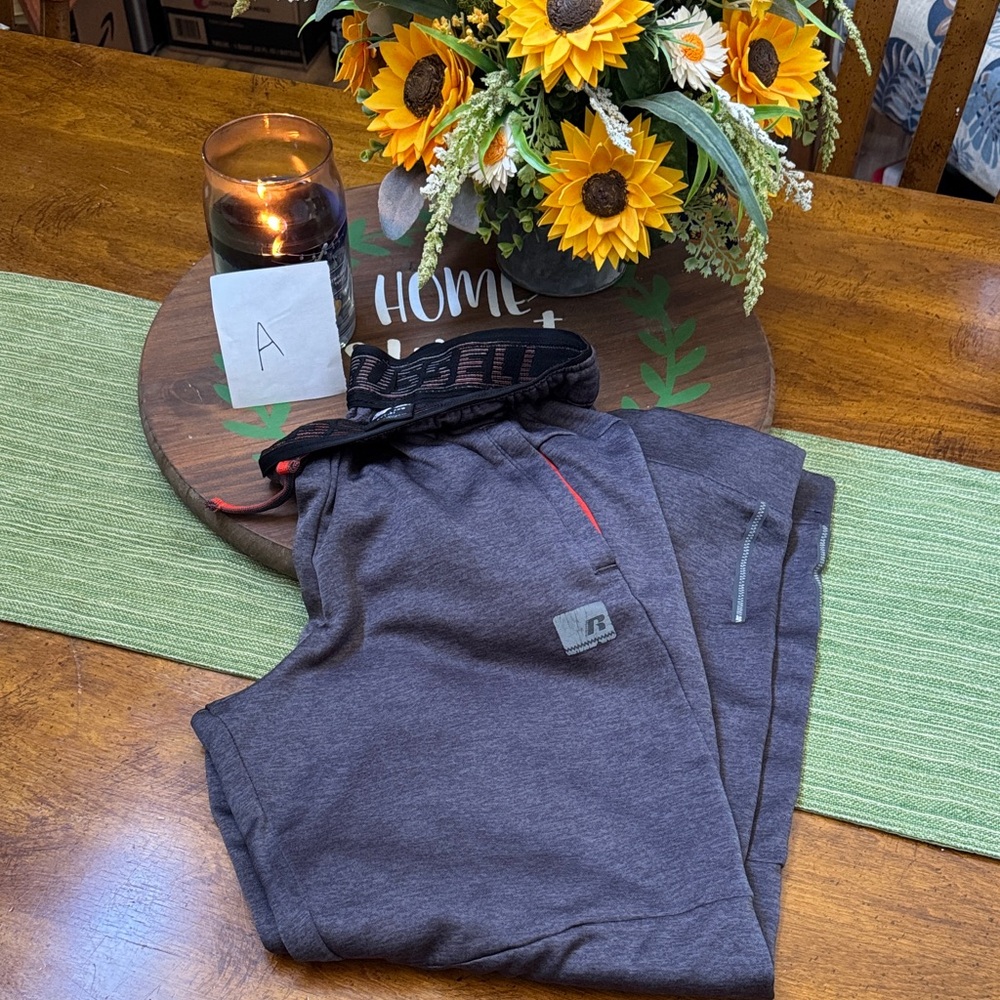 Russell Athletic Dark Gray Sweatpants with Red Accent